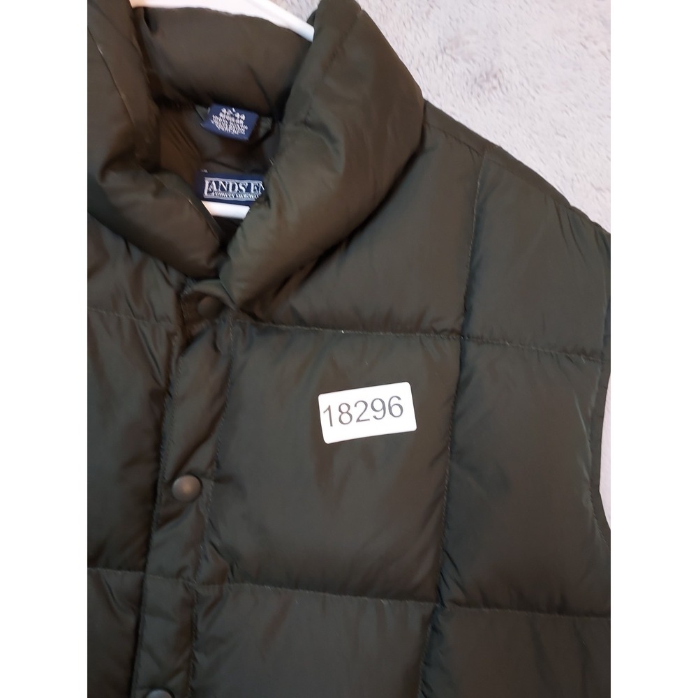 Lands End Vest Mens Large Down Puffer Jacket Quilted Insulated Pockets Green L - Picture 9 of 9